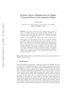 Boolean Matrix Multiplication for Highly Clustered Data on the Congested
  Clique