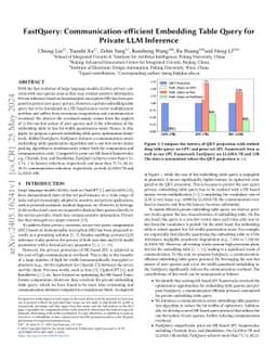 FastQuery: Communication-efficient Embedding Table Query for Private LLM
  Inference