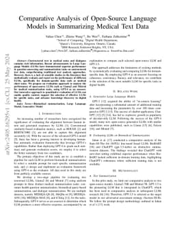 Comparative Analysis of Open-Source Language Models in Summarizing
  Medical Text Data