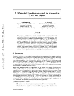 A Differential Equation Approach for Wasserstein GANs and Beyond