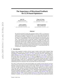 The Importance of Directional Feedback for LLM-based Optimizers
