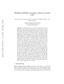 MinRank Gabidulin encryption scheme on matrix codes
