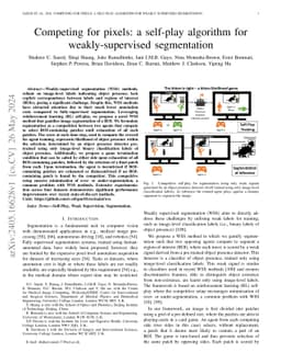 Competing for pixels: a self-play algorithm for weakly-supervised
  segmentation