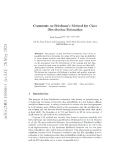 Comments on Friedman's Method for Class Distribution Estimation