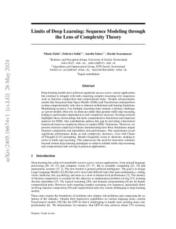 Limits of Deep Learning: Sequence Modeling through the Lens of Complexity Theory