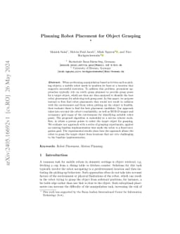 Planning Robot Placement for Object Grasping