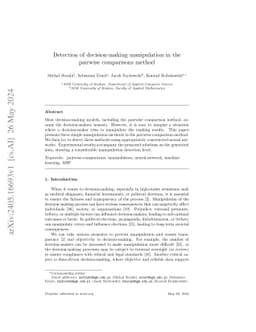 Detection of decision-making manipulation in the pairwise comparisons
  method