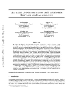 LLM-Based Cooperative Agents using Information Relevance and Plan
  Validation
