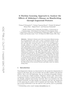 A Machine Learning Approach to Analyze the Effects of Alzheimer's
  Disease on Handwriting through Lognormal Features