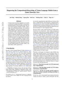 Diagnosing the Compositional Knowledge of Vision Language Models from a
  Game-Theoretic View
