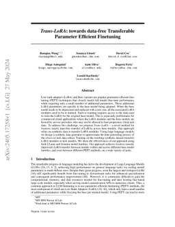 $\textit{Trans-LoRA}$: towards data-free Transferable Parameter
  Efficient Finetuning