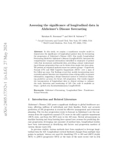 Assessing the significance of longitudinal data in Alzheimer's Disease
  forecasting
