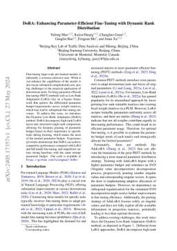 DoRA: Enhancing Parameter-Efficient Fine-Tuning with Dynamic Rank
  Distribution