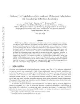 Bridging The Gap between Low-rank and Orthogonal Adaptation via
  Householder Reflection Adaptation