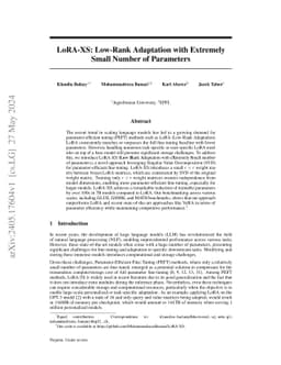 LoRA-XS: Low-Rank Adaptation with Extremely Small Number of Parameters