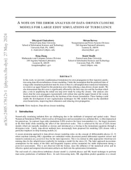 A note on the error analysis of data-driven closure models for large
  eddy simulations of turbulence