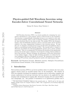 Physics-guided Full Waveform Inversion using Encoder-Solver
  Convolutional Neural Networks