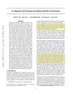 AI Alignment with Changing and Influenceable Reward Functions