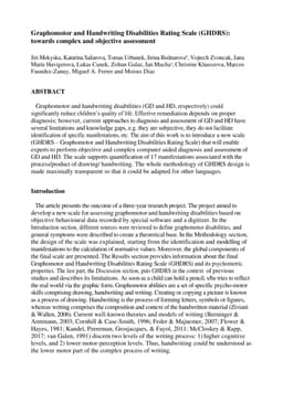Graphomotor and Handwriting Disabilities Rating Scale (GHDRS):towards
  complex and objective assessment