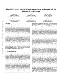 BlueSWAT: A Lightweight State-Aware Security Framework for Bluetooth Low
  Energy