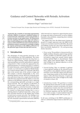 Guidance and Control Networks with Periodic Activation Functions