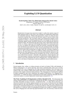 Exploiting LLM Quantization