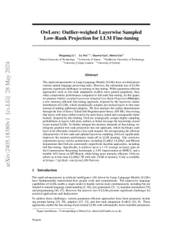 OwLore: Outlier-weighed Layerwise Sampled Low-Rank Projection for
  Memory-Efficient LLM Fine-tuning
