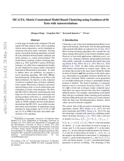 MC-GTA: Metric-Constrained Model-Based Clustering using Goodness-of-fit
  Tests with Autocorrelations