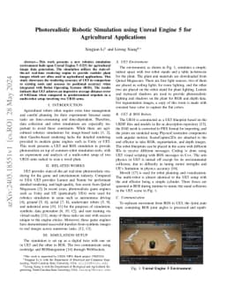 Photorealistic Robotic Simulation using Unreal Engine 5 for Agricultural
  Applications