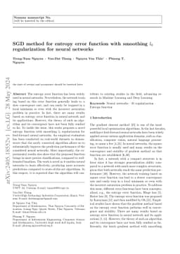 SGD method for entropy error function with smoothing l0 regularization
  for neural networks
