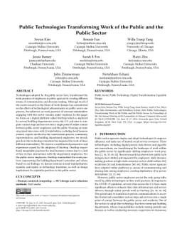 Public Technologies Transforming Work of the Public and the Public
  Sector