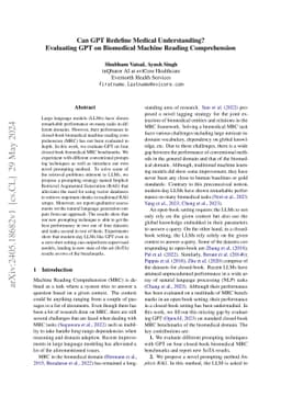 Can GPT Redefine Medical Understanding? Evaluating GPT on Biomedical
  Machine Reading Comprehension