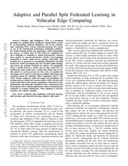 Adaptive and Parallel Split Federated Learning in Vehicular Edge
  Computing