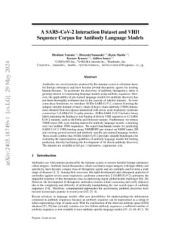 A SARS-CoV-2 Interaction Dataset and VHH Sequence Corpus for Antibody
  Language Models