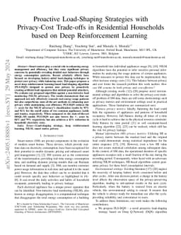 Proactive Load-Shaping Strategies with Privacy-Cost Trade-offs in
  Residential Households based on Deep Reinforcement Learning