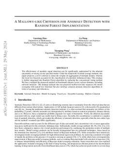 A Mallows-like Criterion for Anomaly Detection with Random Forest
  Implementation