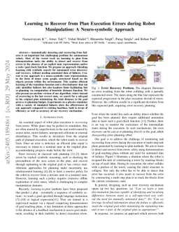 Learning to Recover from Plan Execution Errors during Robot
  Manipulation: A Neuro-symbolic Approach