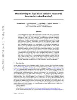 Does learning the right latent variables necessarily improve in-context
  learning?