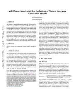 WRDScore: New Metric for Evaluation of Natural Language Generation
  Models