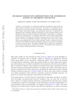 Bivariate phase-type distributions for experience rating in disability
  insurance