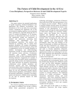 The Future of Child Development in the AI Era. Cross-Disciplinary
  Perspectives Between AI and Child Development Experts