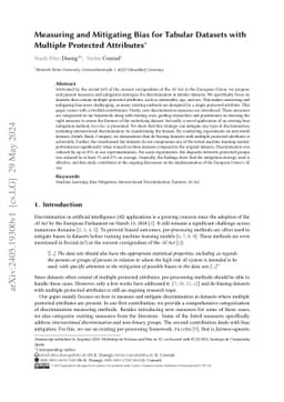Measuring and Mitigating Bias for Tabular Datasets with Multiple
  Protected Attributes