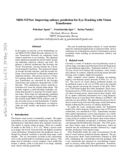 MDS-ViTNet: Improving saliency prediction for Eye-Tracking with Vision
  Transformer
