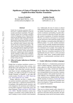 Significance of Chain of Thought in Gender Bias Mitigation for
  English-Dravidian Machine Translation