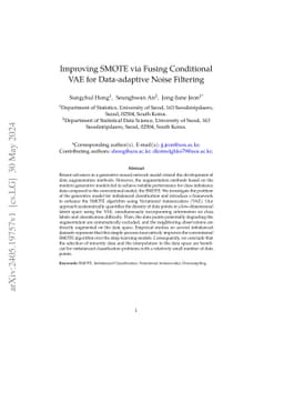Improving SMOTE via Fusing Conditional VAE for Data-adaptive Noise
  Filtering