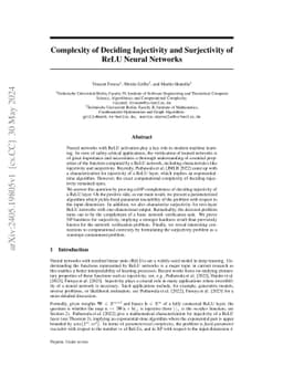 Complexity of Deciding Injectivity and Surjectivity of ReLU Neural
  Networks
