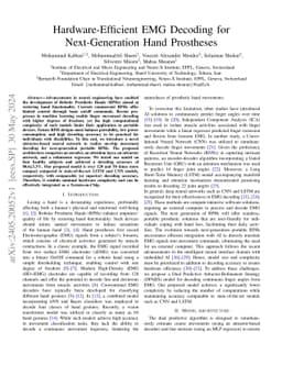 Hardware-Efficient EMG Decoding for Next-Generation Hand Prostheses