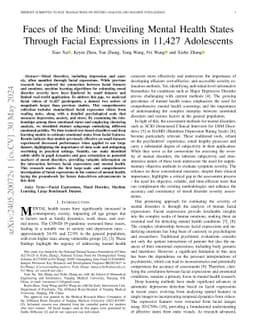 Faces of the Mind: Unveiling Mental Health States Through Facial
  Expressions in 11,427 Adolescents