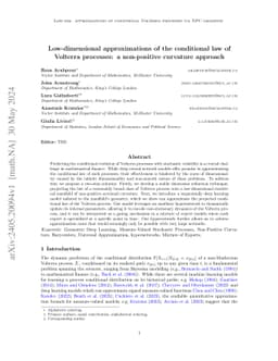 Low-dimensional approximations of the conditional law of Volterra
  processes: a non-positive curvature approach