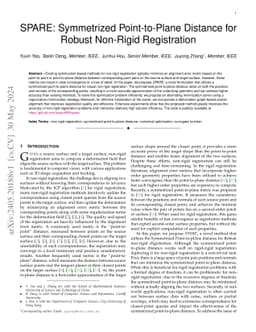 SPARE: Symmetrized Point-to-Plane Distance for Robust Non-Rigid
  Registration
